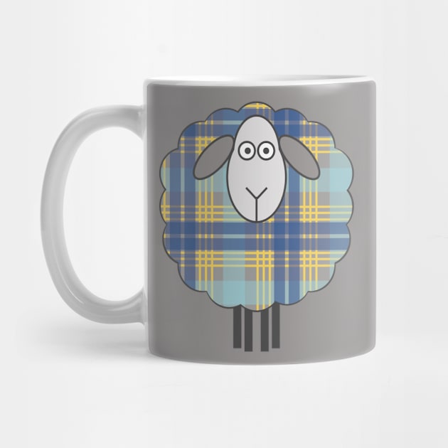 Scottish Blue and Yellow Tartan Patterned Sheep by MacPean